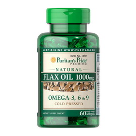 Natural Flax Oil 1000 mg Omega 3-6-9 (60 softgels)