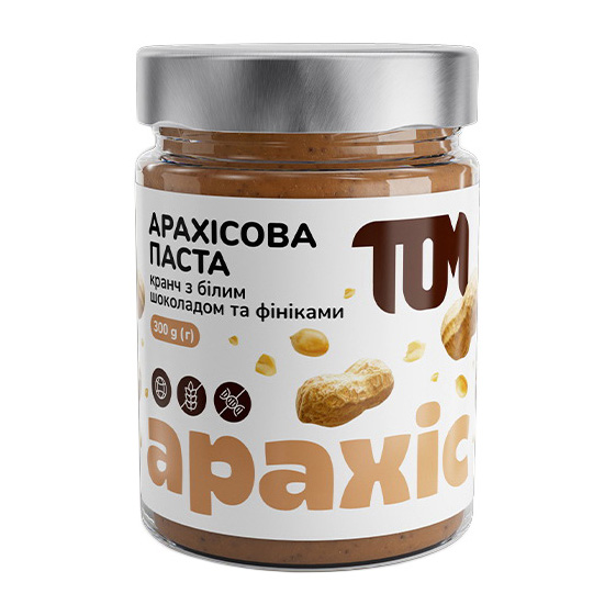 Арахисовое масло кранч с финиками и белым шоколадом (300 g) Арахисовое масло кранч с финиками и белым шоколадом (300 g)