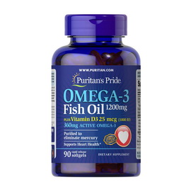 Omega-3 Fish Oil 1200 mg Plus Vitamin D3 1000 IU (90 softgels)