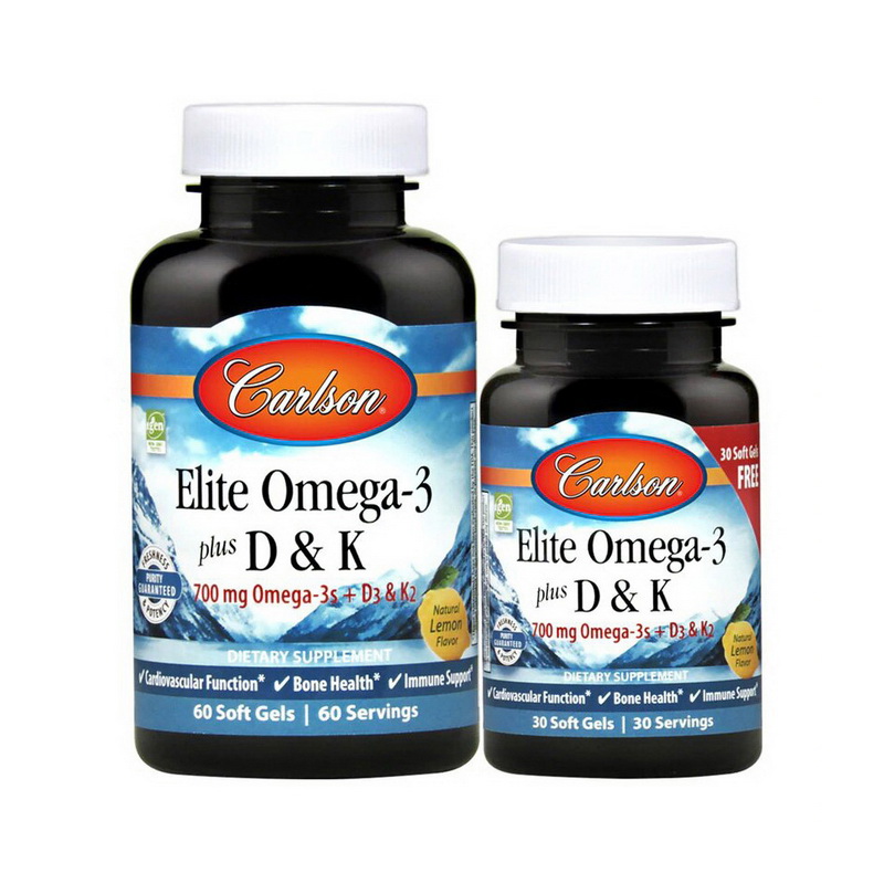 Elite Omega-3 700 mg plus D3 & K2 (60 + 30 softgels) Elite Omega-3 700 mg plus D3 & K2 (60 + 30 softgels)