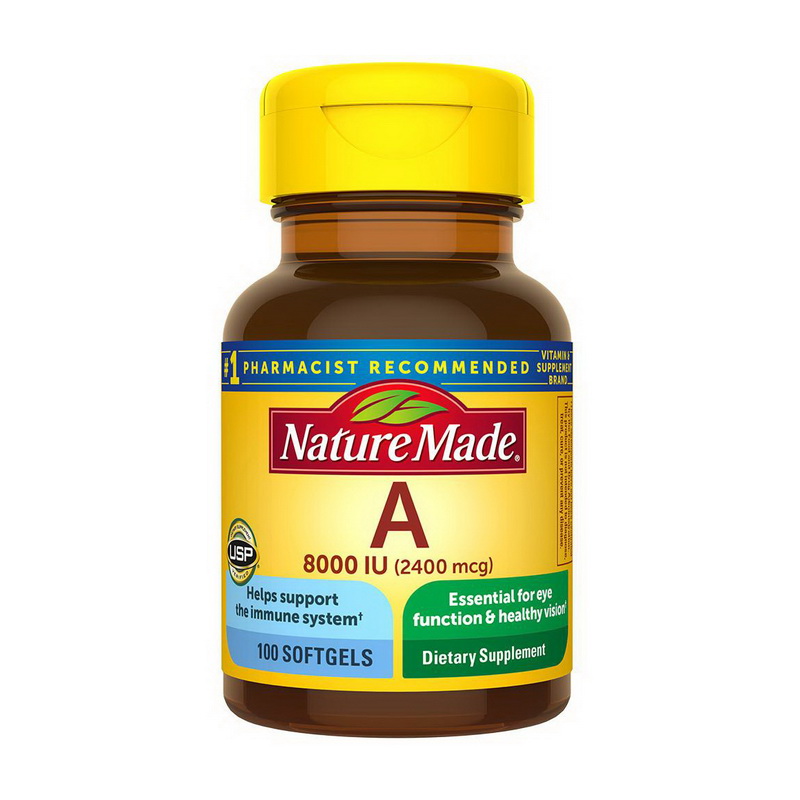 Vitamin A 2400 mcg (8000 IU) (100 softgels) Vitamin A 2400 mcg (8000 IU) (100 softgels)