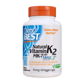 Natural Vitamin K2 MK-7 with MenaQ7 45 mcg (60 veg caps)