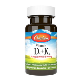 Vitamin D3 + K2 50 mcg (2000 IU) & 90 mcg (60 veg caps)