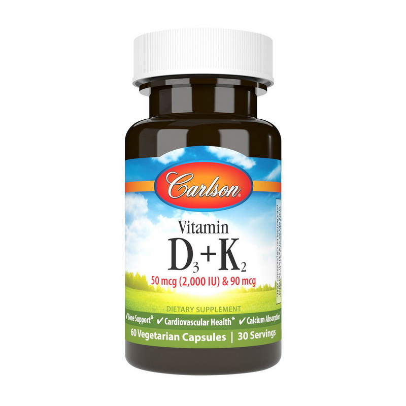 Vitamin D3 + K2 50 mcg (2000 IU) & 90 mcg (60 veg caps) Vitamin D3 + K2 50 mcg (2000 IU) & 90 mcg (60 veg caps)