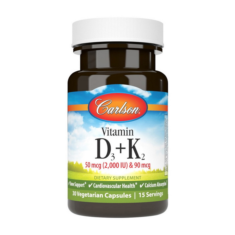 Vitamin D3 + K2 50 mcg (2000 IU) & 90 mcg (30 veg caps) Vitamin D3 + K2 50 mcg (2000 IU) & 90 mcg (30 veg caps)