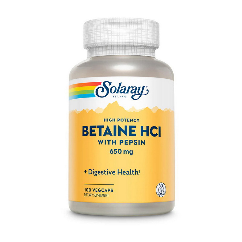 Betaine HCl with Pepsin 650 mg (100 veg caps) Betaine HCl with Pepsin 650 mg (100 veg caps)